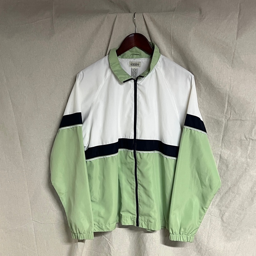 Classic Elements White and Green Windbreaker